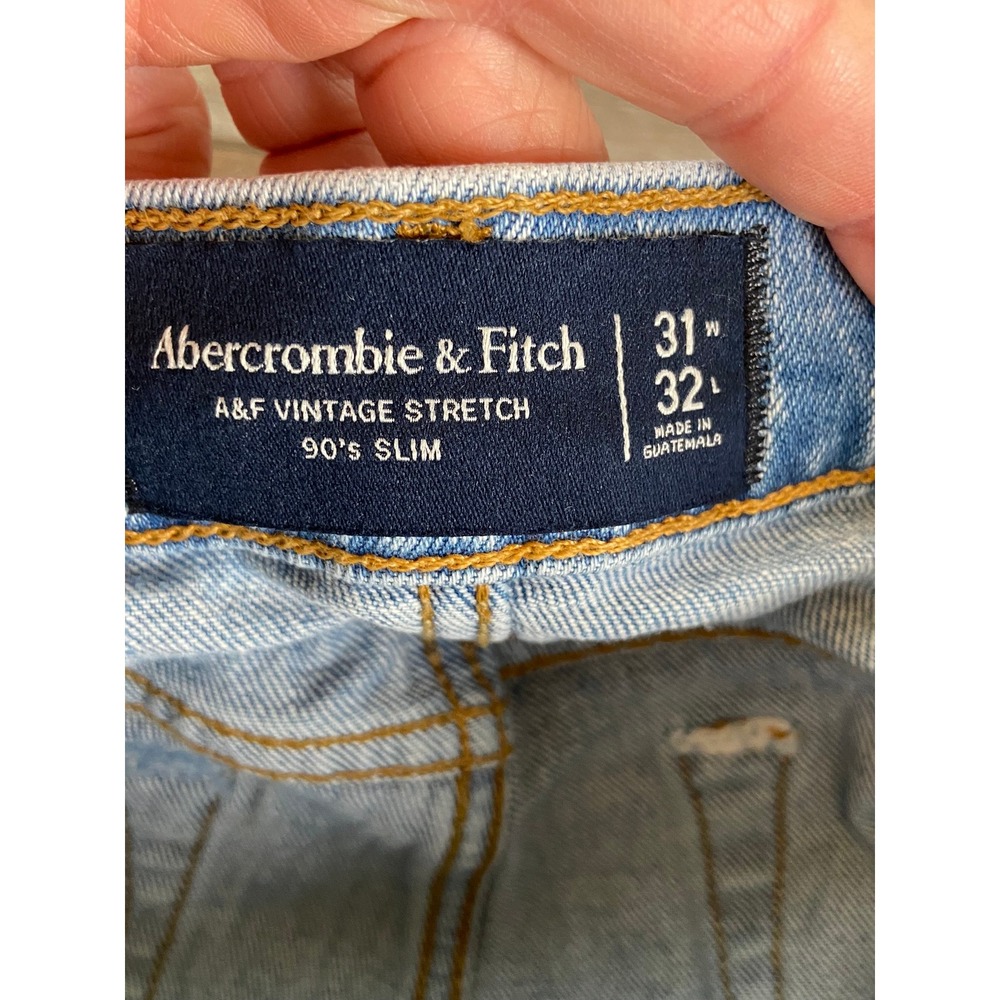 Abercrombie & Fitch 90s Slim Women's‎ Jeans Size 31 Vintage Stretch Light Wash - Picture 11 of 13